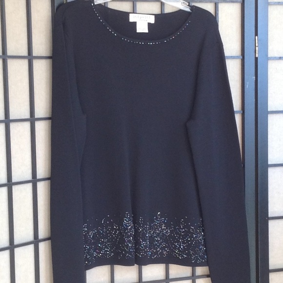 Due per Due Collection black beaded top - Picture 1 of 5